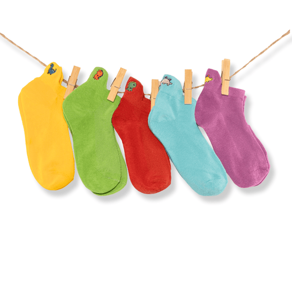 Dinosaur kids and babies tab socks gift box (pack of 5)