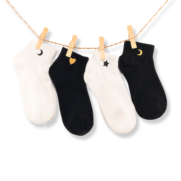 Star and moon cotton socks gift box pack of 5