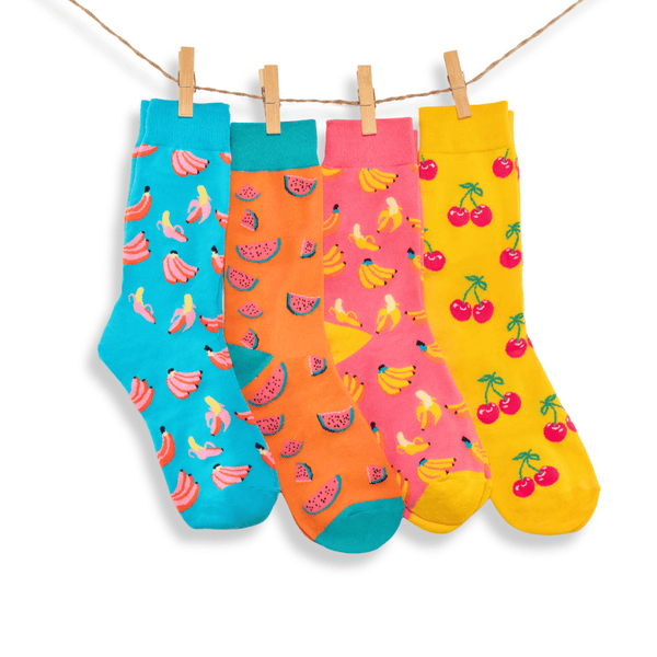 Multicolored Fruit cotton socks gift box pack of 4
