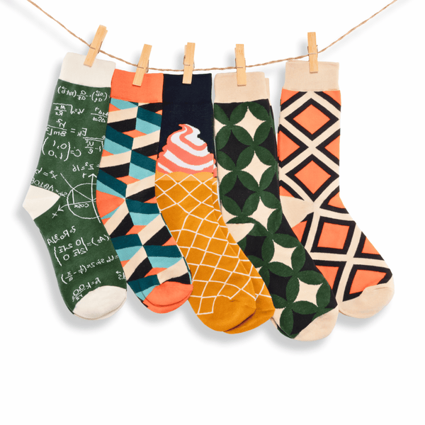 Funny knee-high cotton socks gift box (pack of 5)