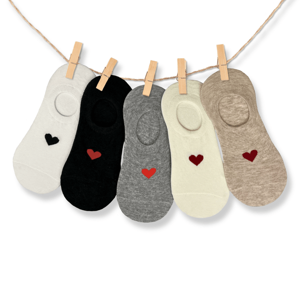 Red heart no-show cotton socks gift box pack of 5