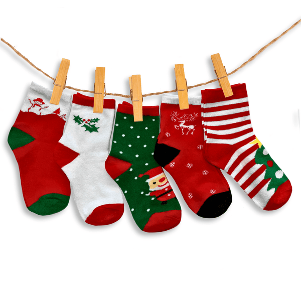 kids Christmas cotton socks gift box pack of 5