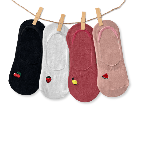 fruit no-show socks gift box pack of 4