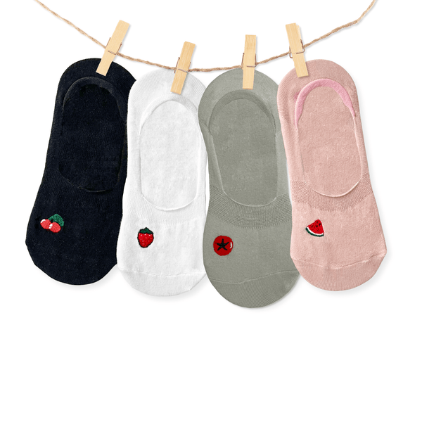 Fruit no-show cotton socks gift box (pack of 4)