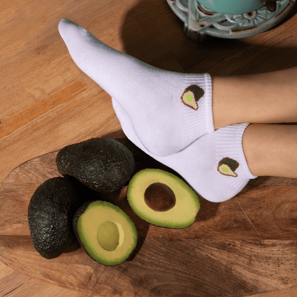White avocado low-cut cotton socks