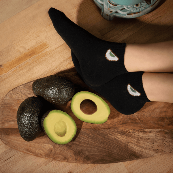 Black avocado low-cut cotton socks