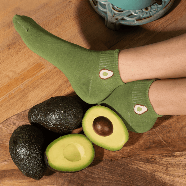 Green avocado low-cut cotton socks